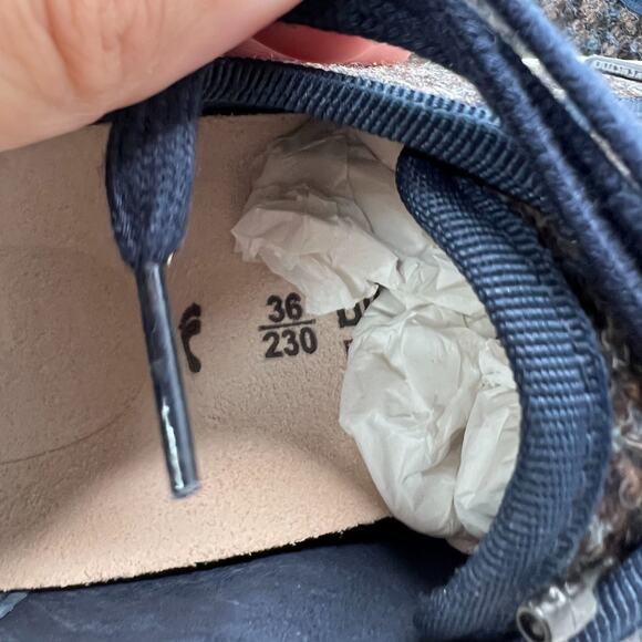 Birkenstock Arran Wool Sneakers Harris Tweed Blue Women 5 Narrow Fit NWOB - Picture 9 of 10